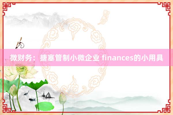 微财务：搪塞管制小微企业 finances的小用具